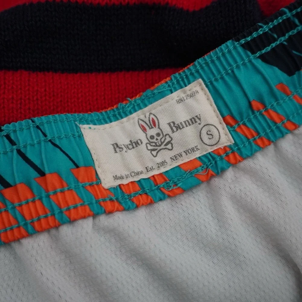 Psycho Bunny‎ Mens Swim Trunks Miami Teal Small All Over Print